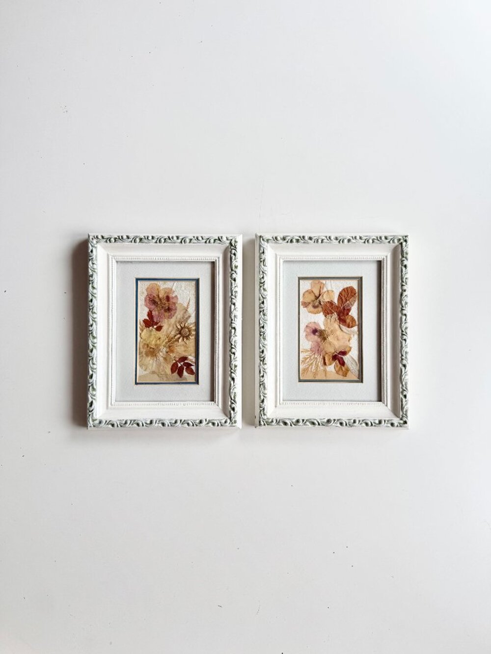 Pair of SANDI HUISH Dried Flower White Framed Wall Art
